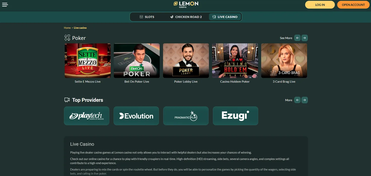 Lemon Casino live casino